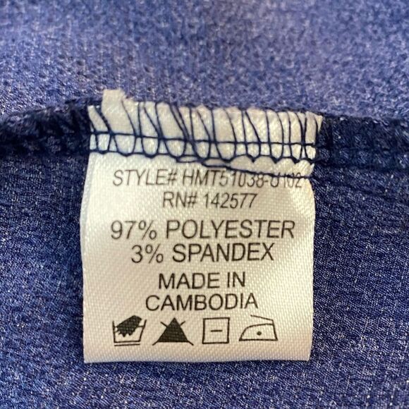 Haute Monde blue floral cold shoulder ruffle sleeve crinkle texture tunic top - Picture 4 of 7